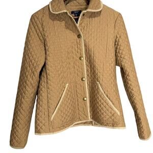 Women's Raulph Lauren Chaps Est 1978 Light Brown Camel Color Quilted Jacket Coat